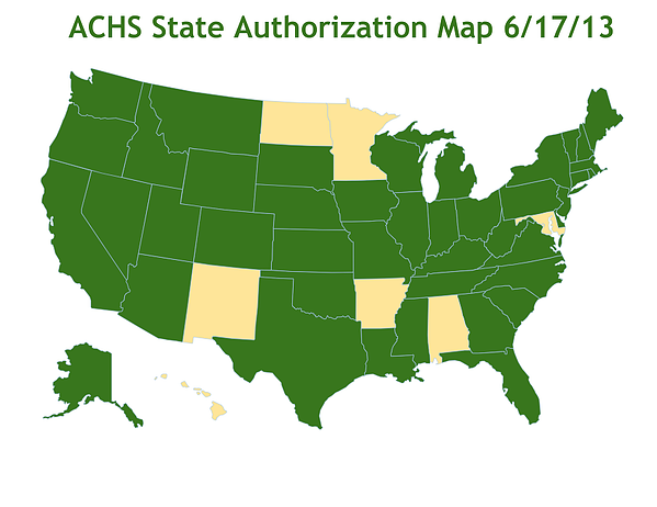 ACHS State Authorization Map
