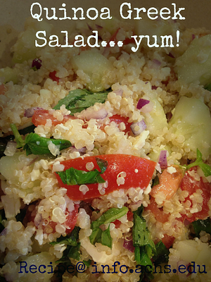 quinoa, holistic nutrition, certification in holistic nutrition, gluten free foods, low glycemic index, quinoa greek salad