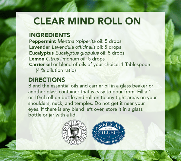 updated PEPPERMINT CLEAR MIND ROLL ON RECIPE