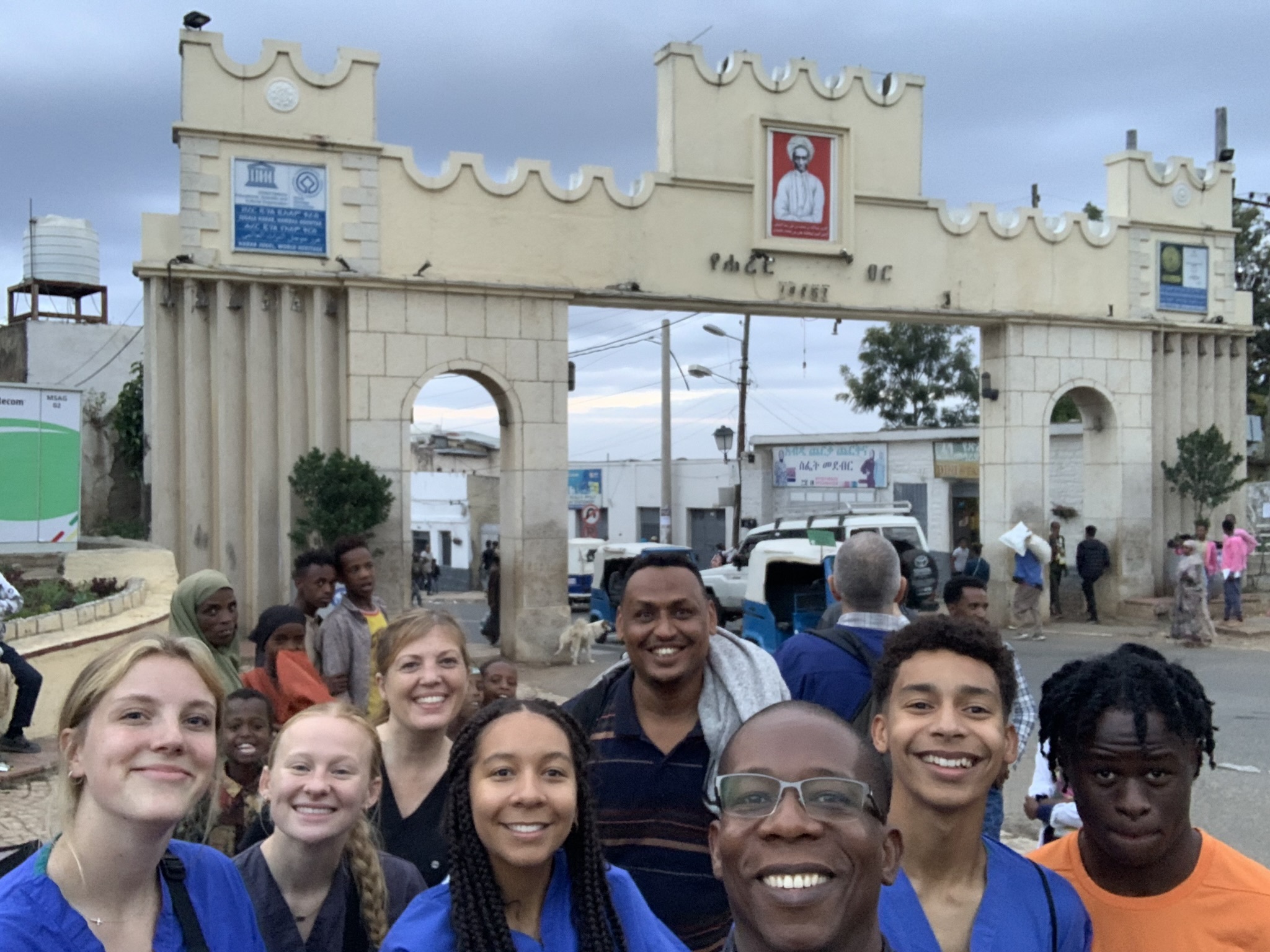 Dr. Jimmy Godard with students in Ethiopia